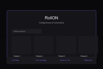 RollON e-commerce storefront showing product catalog with cart and checkout flow