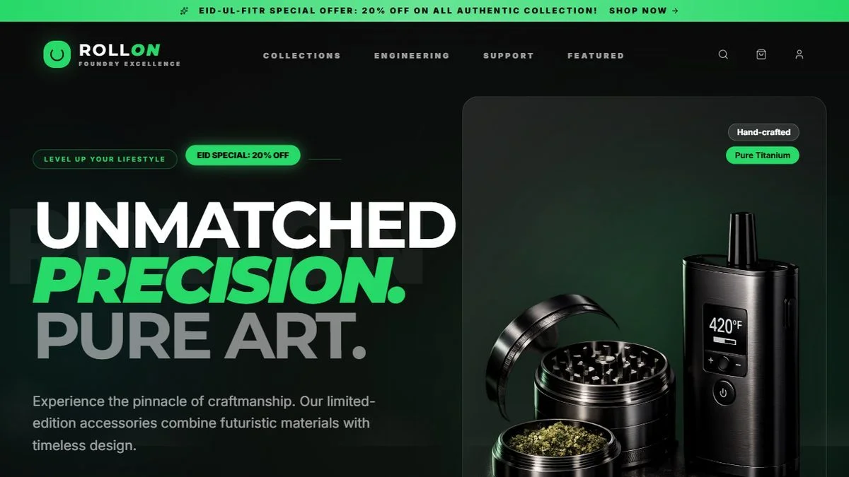 RollON — dark premium e-commerce storefront hero